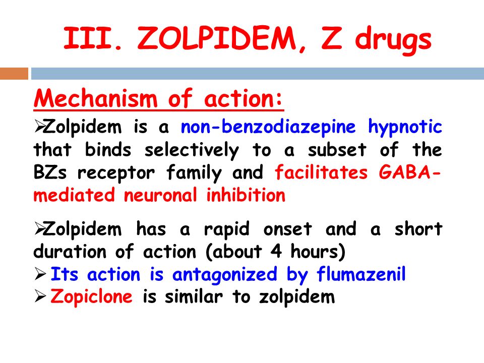 Mechanism of action for zolpidem